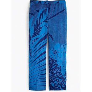 J. Crew Linen Patio Cropped Pant in Palm Blue Size 2